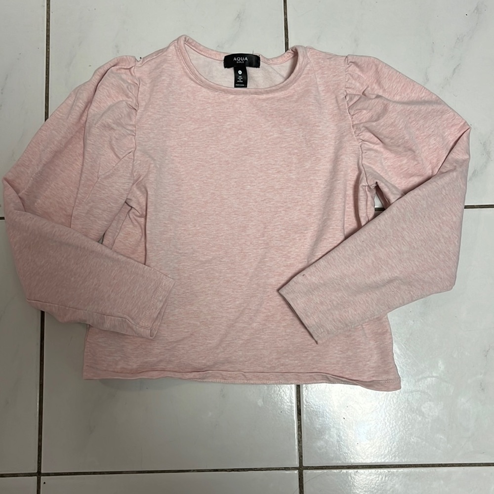 Aqua girls pink puff sleeve top